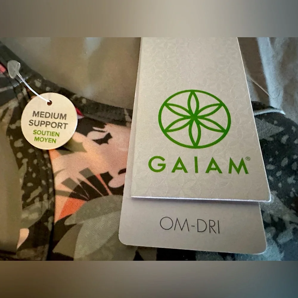 NWT Gaiam XS sports bra in a halter style straps w/ extra racer straps colorful - Picture 2 of 5